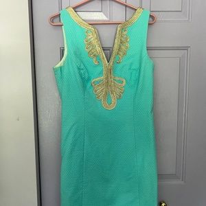 Blue and Gold Lilly Pulitzer Shift Dress Size 10